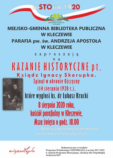 Prelekcje o księdzu Ignacym Skorupce w ramach projektu grantowego "hiSTOria 1920"
